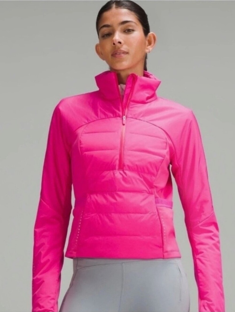 Lululemon Down for It All Cropped Half-Zip Pullover Sonic Pink Size 12